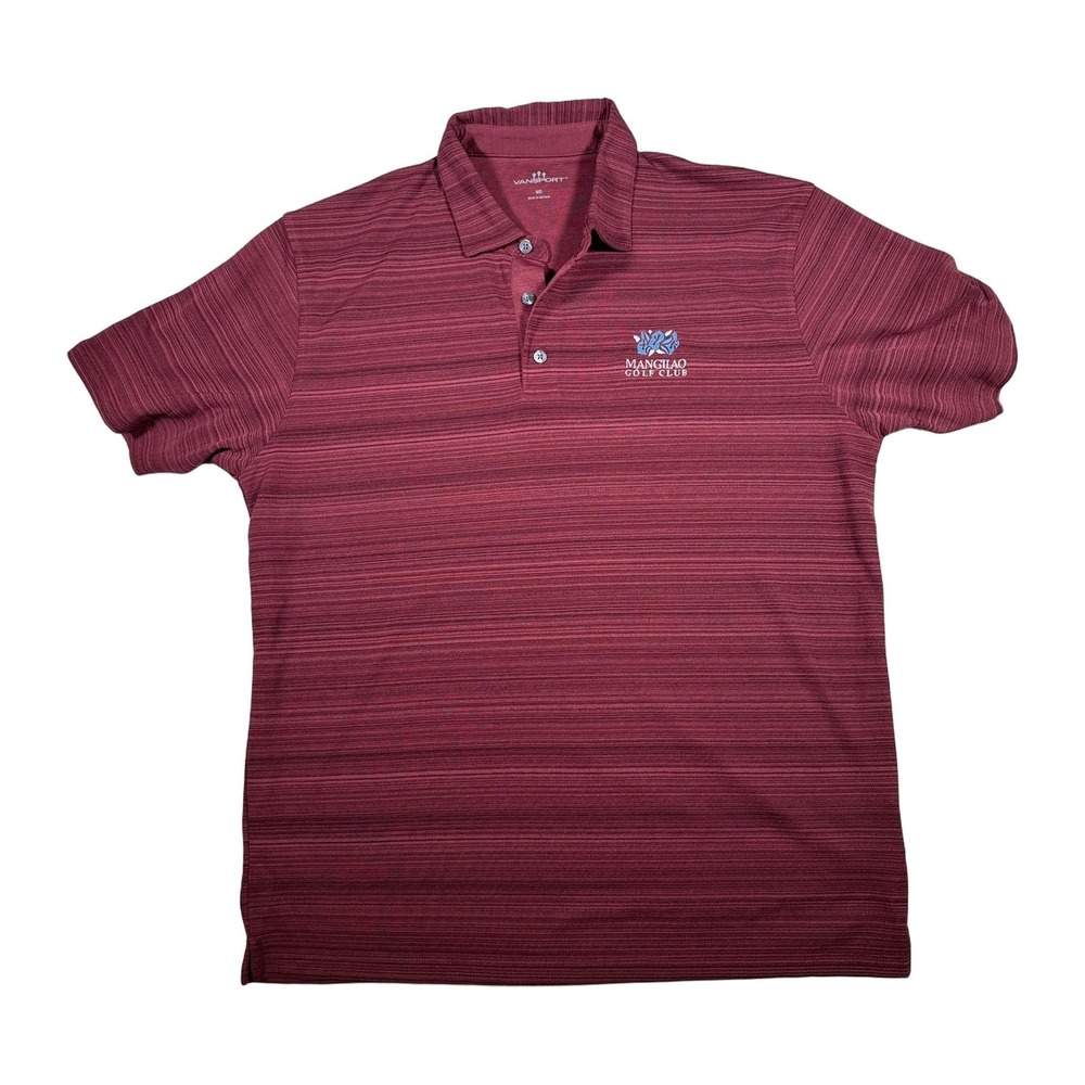 VANSport Mens Golf Polo Shirt Burgundy Stripe Mangilao Golf Club Embroidered M